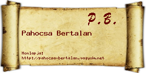 Pahocsa Bertalan névjegykártya